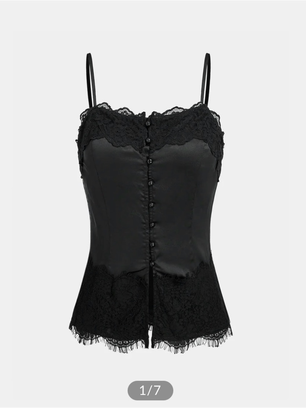 Commense Black Lace Satin Corset Cami Top